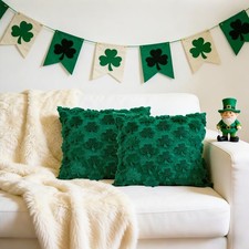 2 Pcs St Patricks Day Pillow Covers 18x18 Inch Shamrock Covers