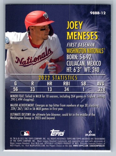 Joey Meneses 2023 Topps Archives #98BB-12 1998 Topps Baby Boomers - Picture 2 of 2