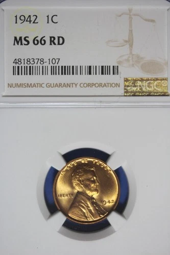 1942 NGC 1C MS66RD LINCOLN WHEAT CENT #B51270