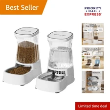1 Gallon Pet Feeder and Water Dispenser Set - Perfect for Small & Medium Dogs