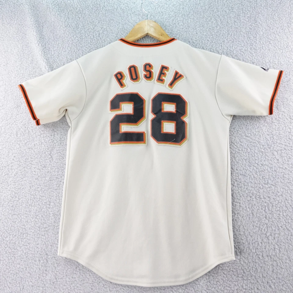 Camiseta de béisbol Majestic Youth L San Francisco Giants Buster Posey #28 crema MLB Foto 2 de 4