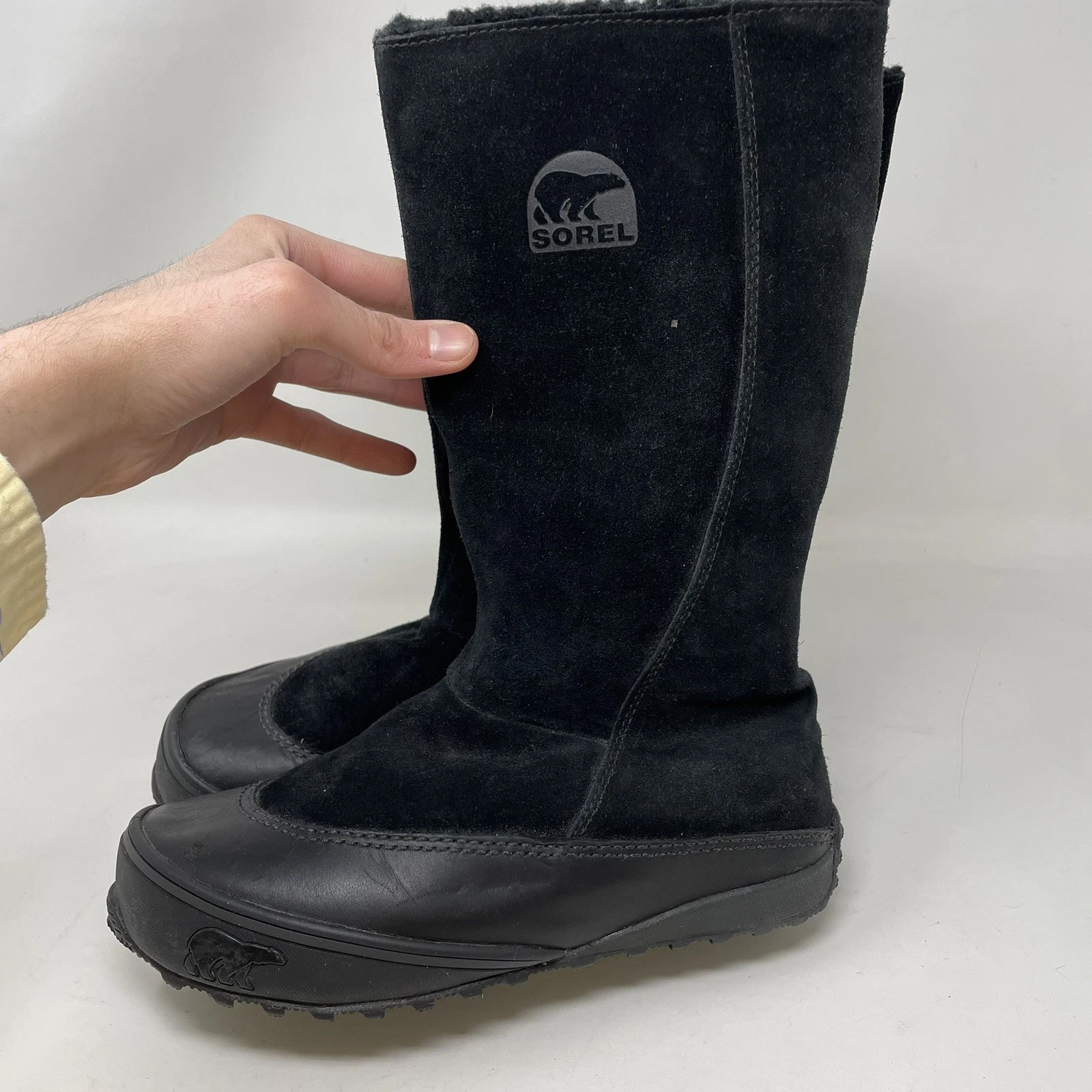 sorel fuzzy lined suede winter boots