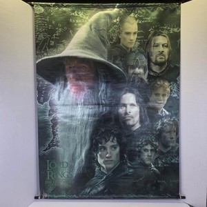 RARE 2001 LORD OF THE RINGS GANDALF & FRIENDS BANNER/FLAG