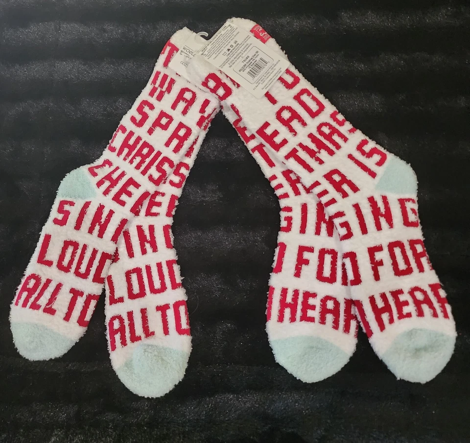 2 pares de calcetines más suaves del mundo para mujer acogedores cómodos NAVIDAD CHEER Crew talla 6-11 nuevos con etiquetas Foto 2 de 4