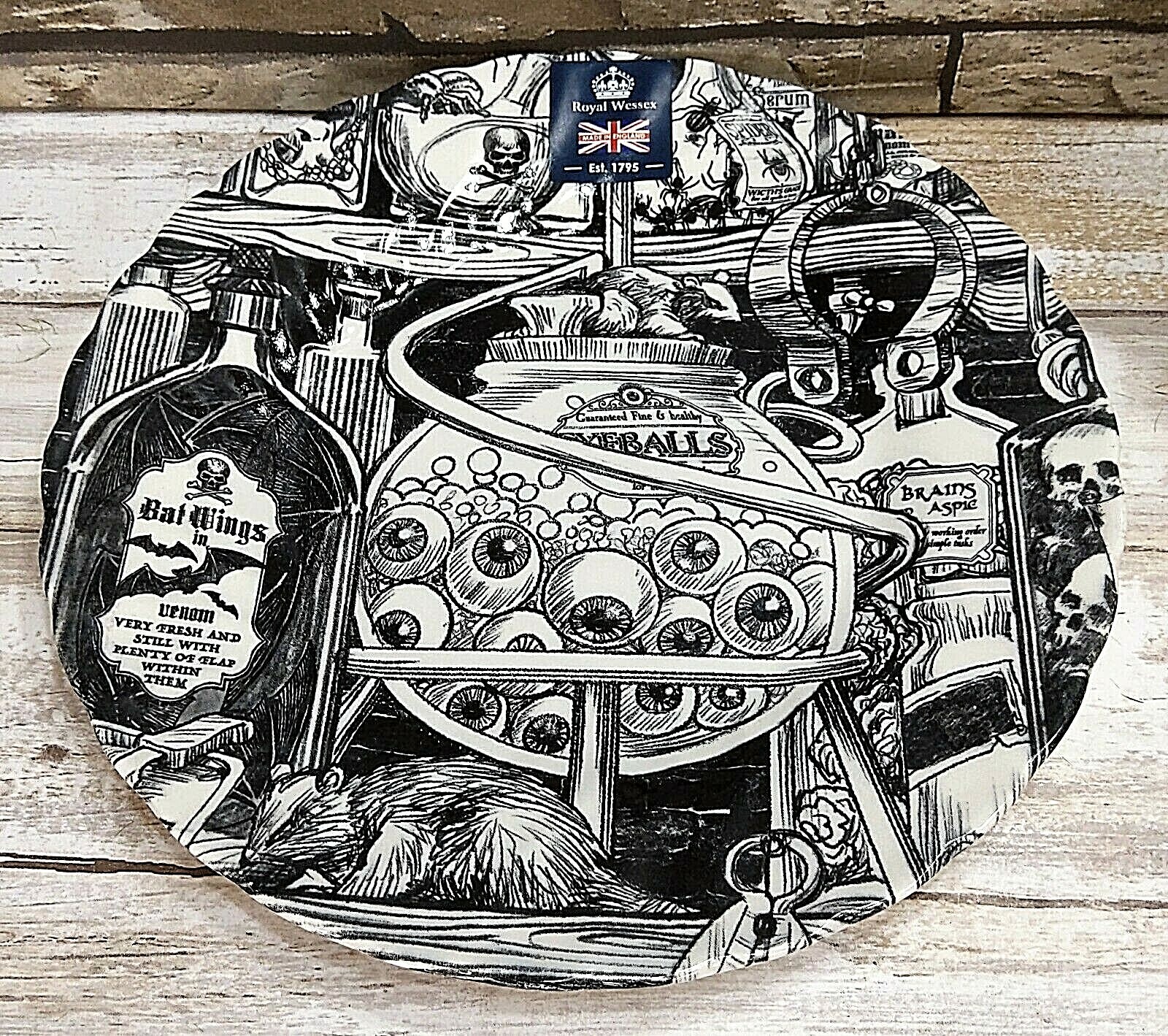 Royal Wessex 6 Halloween Salad Dessert Plates 8" Eyeballs Rat Goth