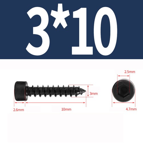 M2-M6 Allen Hex Hexagon Socket Cap Round Head Self Tapping Wood Screw Black zinc - Picture 36 of 75