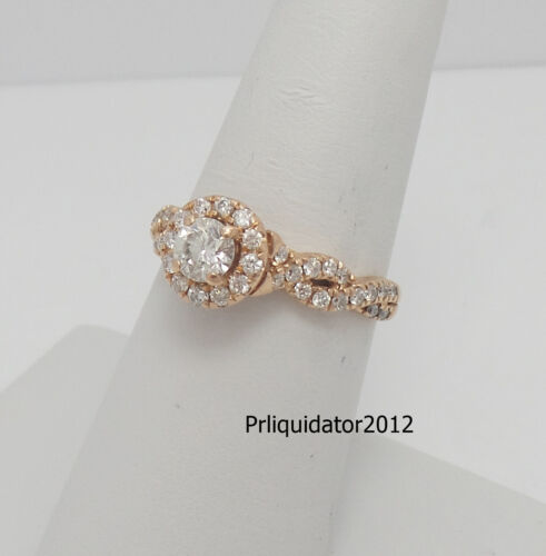 1CT Natural Diamond Halo Engagement Wedding Bridal Ring 14K Rose Gold Band - Picture 3 of 14