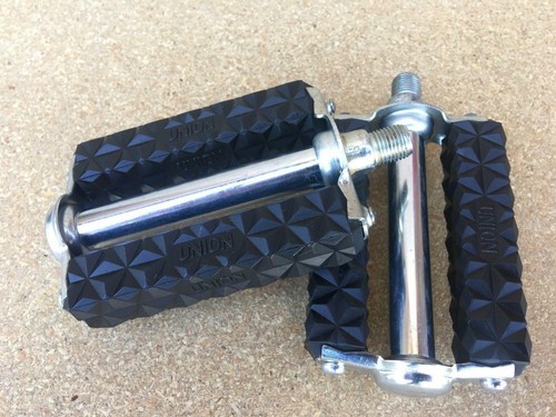 NEW 1/2" Classic UNION WAFFLE BLOCK Pedals for 1-piece Cranks Schwinn Old School - Picture 6 of 6