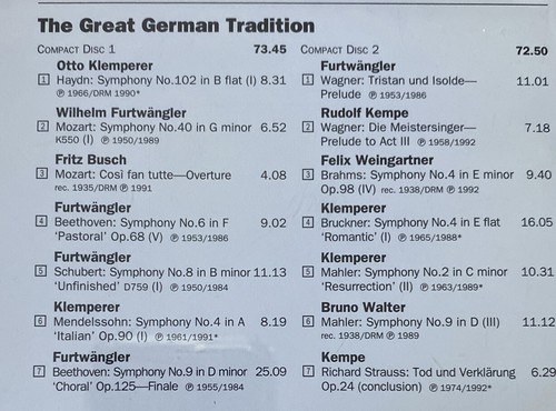 A CD Music THE GREAT GERMAN TRADITION Klemperer Busch Kemperer 2 disc - Picture 3 of 6