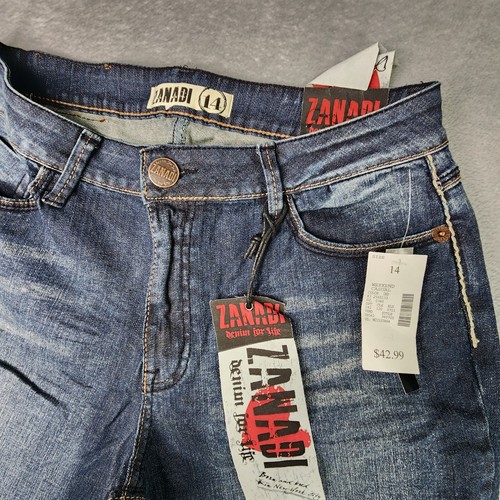 Zanadi Jeans Capri Pants Womens 14 Blue Denim Crop Grunge Utility Y2K Casual NEW - Picture 4 of 9