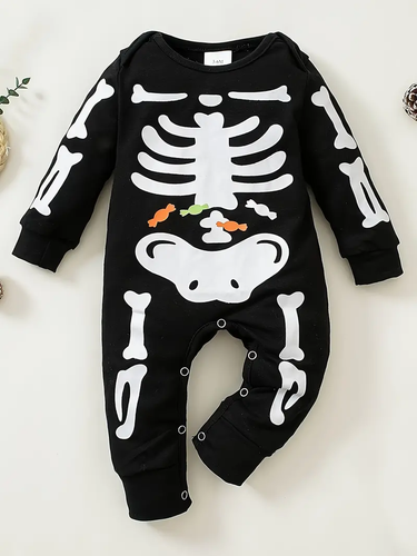 Infant Baby Skeleton Jumper Halloween Costume New 0-24 Mo. Baby Skelly Snapsuit