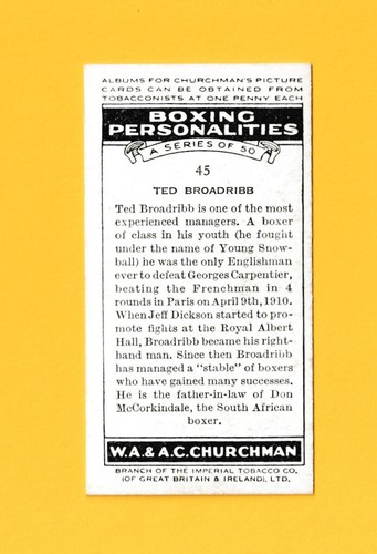 1938 WA & AC Churchman Churchman's Cigarettes Boxing - Pick One - Fill Set (KCR) - Picture 79 of 89