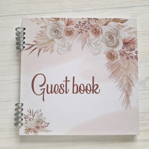 Libro de invitados de boda Boho rústico Instax Polaroid flores pampas hierba recuerdo - Imagen 1 de 6