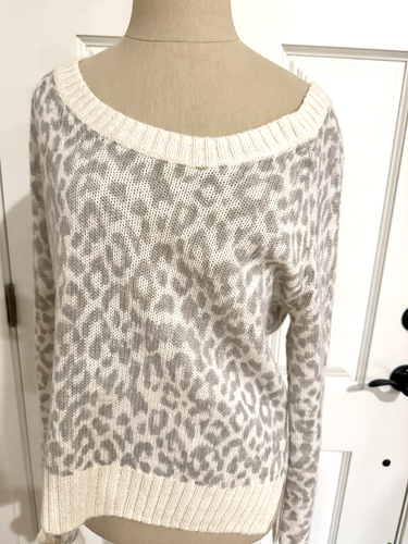 Suéter Moda International Estampado Animal Hombro Descubierto M Mujer Lana Mohair Y2K - Imagen 7 de 9