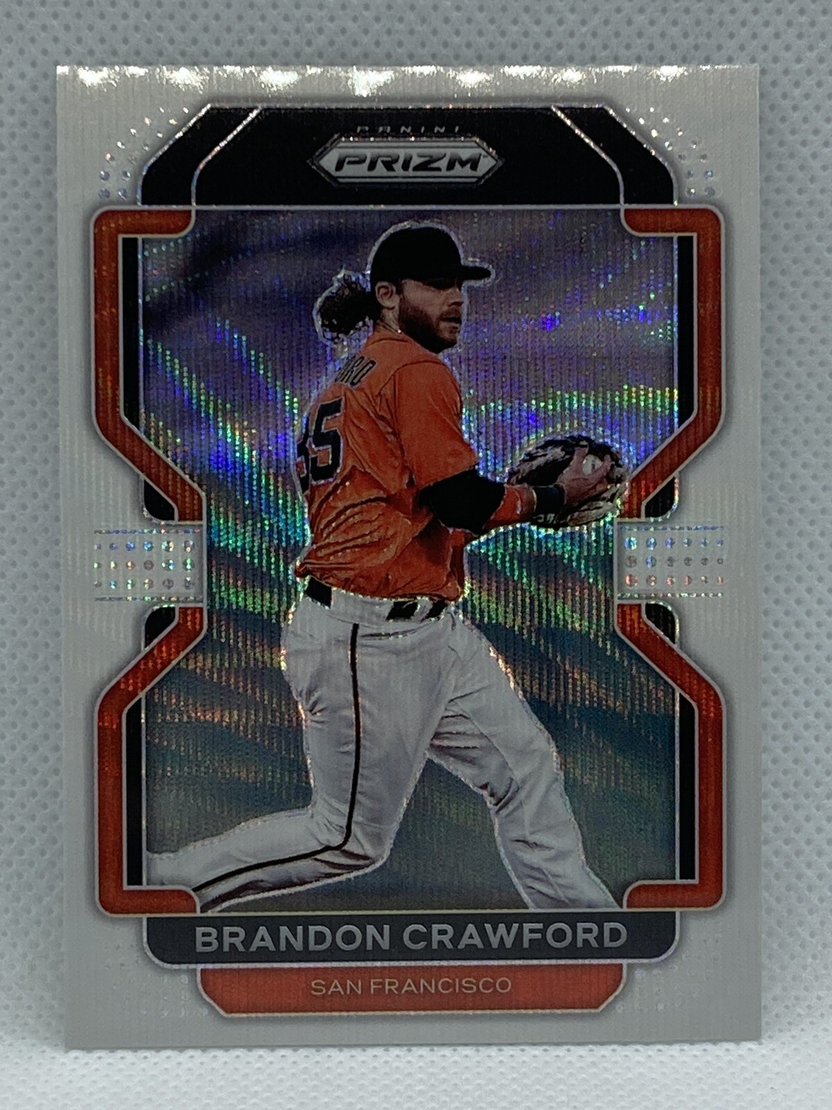 2022 Panini Prizm #83 Brandon Crawford White Wave Prizm San Francisco Giants