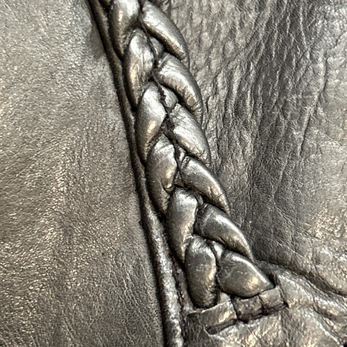 Black Leather Jacket Women’s Large Full Zip Motorcycle Biker Braided Design - Picture 9 of 16