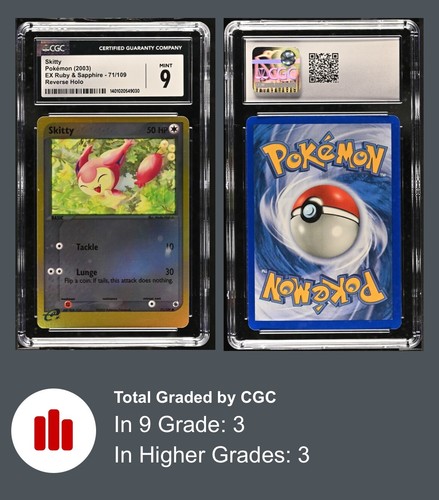 Pokémon TCG Skitty EX Ruby & Sapphire 71/109 Reverse Holo CGC 9 - Picture 3 of 3