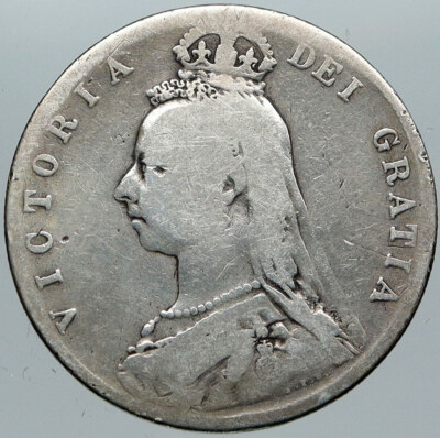 1889 UK Great Britain United Kingdom QUEEN VICTORIA 1/2 Crown