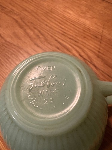 Vtg Fire King Jadeite Green Jane Ray Ribbed 6 oz. Cup & Saucer - Picture 4 of 4