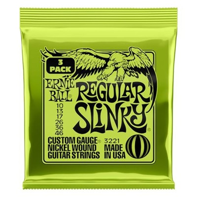 Ernie Ball Regular Slinky Nickel Wound Electric Guitar Strings 3-pack, 10-46 Gau