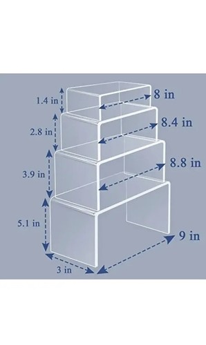 ADISEN Acrylic Risers for Display, Clear 9 x 5.2 x 3.1 inches 2 Sets Of 4 - Bild 2 von 5