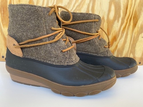 SPERRY Women's Top Sider Saltwater Wedge Tide Wool Duck Shoes Boots Sz 10 - Picture 1 of 13