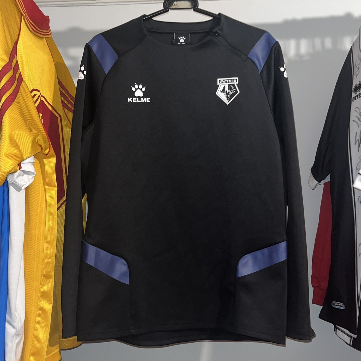 Watford FC 2021/22 Kelme Football Training Sweatshirt Black Mens