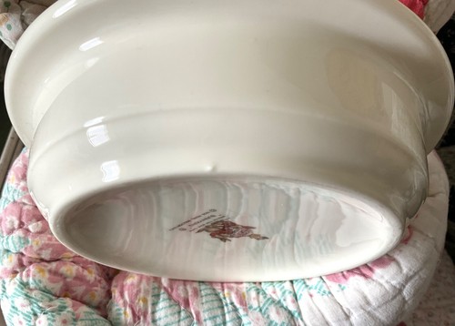 VTG ROYAL DOULTON 1936 "BABY BUNNYKINS" 6.25 PORRIDGE BOWL U.K. 'MAKING PIE' - Picture 18 of 19