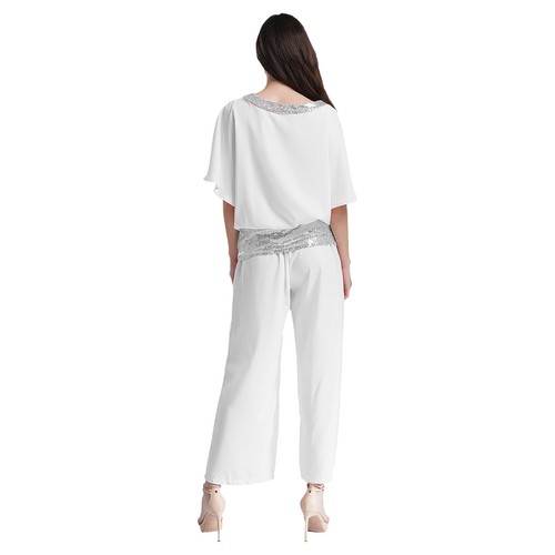 Damen Pantsuit elegant Anzug Oberteil zweiteilig Bluse elegant Arbeitskleidung Freizeit Dame - Bild 37 von 72