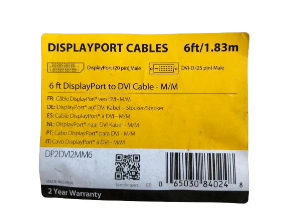 StarTech 6ft DisplayPort To DVI Cable / DP2DVI2MM6 - Image 2 of 4