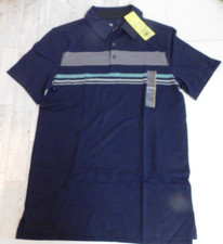 All in Motion Men's Black Stripe Golf Polo Shirt Short Sleeve Size S