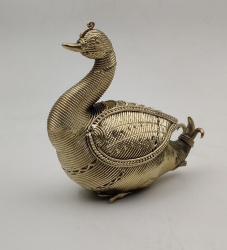 Dhokra Metal Indian Swan Statue Animal Figure Bird Figurine Bird Statue For Home - Picture 2 of 4