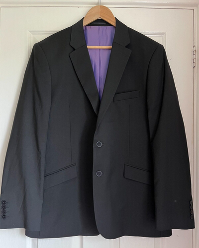 Brook Taverner einreihige schwarze Reisejacke für Herren Avalino 44R