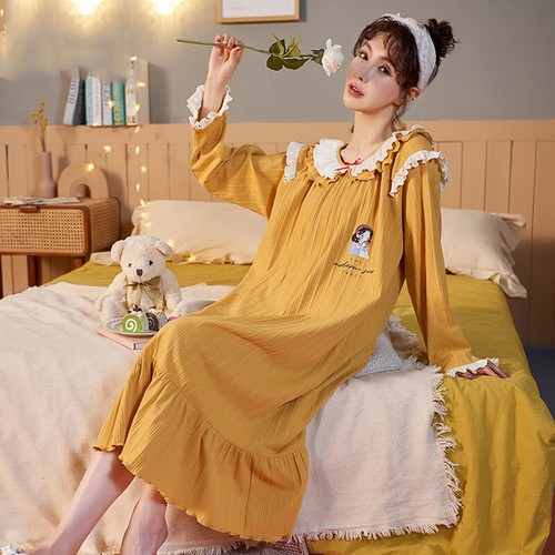 Plus Size Women Long Sleeve Pajamas Cotton Sleep Shirt Nightgown Dress Homewear - Picture 1 of 20