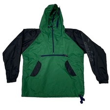 VTG Catalina Jacket Windbreaker Hooded Green Black 1/4 Zip Front Pocket Sz S EUC