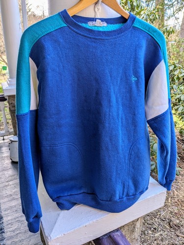 Vintage Dunlop Sport Acrylic Sweatshirt*Large*Color block*90s Era*Retro - Picture 11 of 14