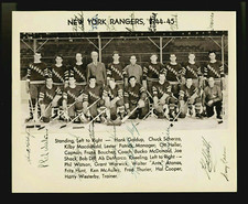 1944-45 NEW YORK RANGERS HQ TEAM SIGNED PHOTO (16): LESTER PATRICK FRANK BOUCHER