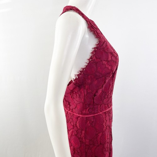 JS Collections Red Lace Dress Gown Size 6 Halter Top Racerback Formal Wedding - Picture 7 of 12