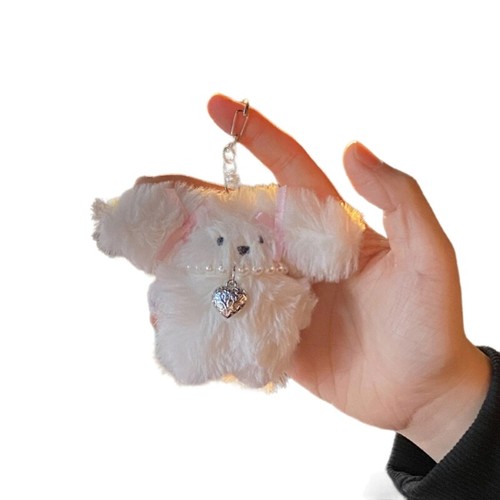 Lovely Rabbit Keychain Ribbon Pearl Bow Keychain Bag Charm Keys Holder for Women - Picture 3 of 11