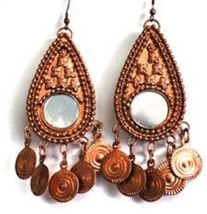 COPPER-COINS-amp-MIRROR-CHANDELIER-EARRINGS-TRIBAL-BELLY-DANCE-GYPSY-BOHO-INDI
