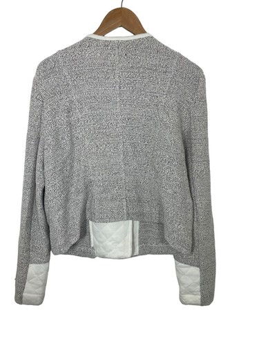 Lou & Grey Jacket Women's Size Large Black White Marled Asymmetrical Zip - Picture 7 of 7