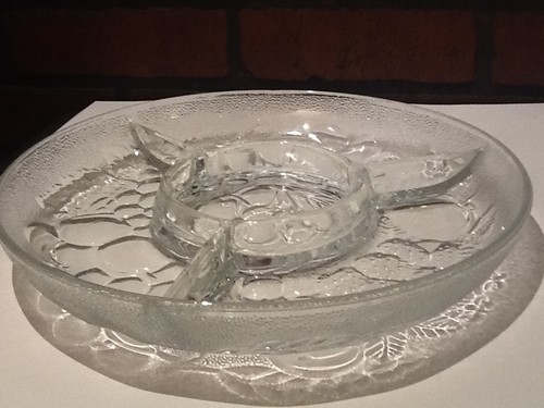 Clear Glass Divided Platter/Serving Dish - Embossed Fruit 10 1/4" Vintage - Picture 3 of 7