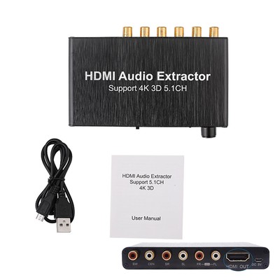 5.1CH 4K 3D Audio Extractor HDMI to HDMI AC-3//DTS Decoder 3.5mm Headphone Port