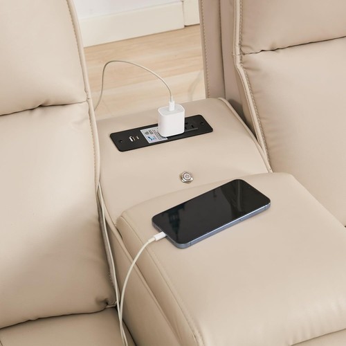 Power Recliner Loveseat Pet friendly Sofa w/Console Bluetooth Speaker LED Lights - Picture 10 of 38