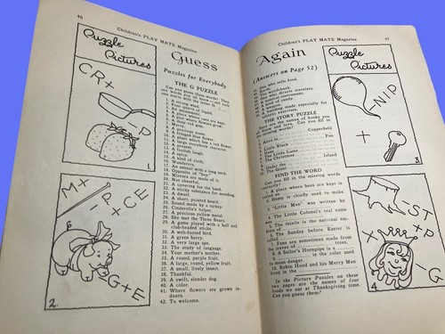 Childrens Play Mate Magazine November 1939 Thanksgiving Issue Vintage Collectibl - Picture 7 of 14