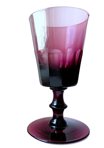 Amethyst Glas Likör Gläser Antik Qualität geschliffenes Glas Handarbeit Knauf Stufe x 2 - Bild 5 von 13