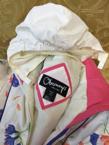 Obermeyer Ski Suit floral blue Snowsuit Juniors 12 full zip hood belt small lady - Picture 2 of 14