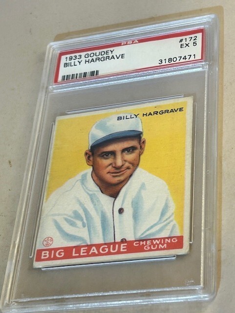 1933 GOUDEY #172 BILLY HARGRAVE PSA EX 5 BOSTON BRAVES BASEBALL CARD.