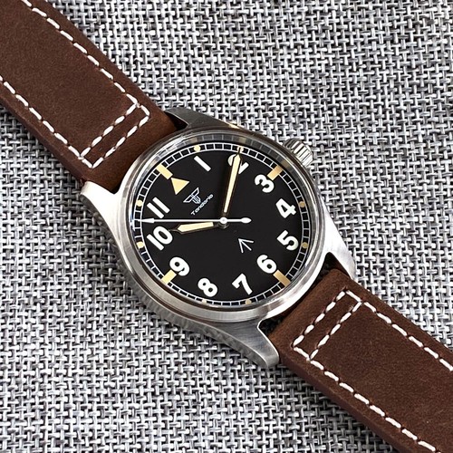 Military 39mm Tandorio Black Dial Sapphire Miyota NH35A Automatic Mens Watch - Picture 6 of 12