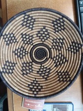 Hand Woven Tribal Basket 12"  Fairwinds Handmade Travel Rwanda Path to Peace